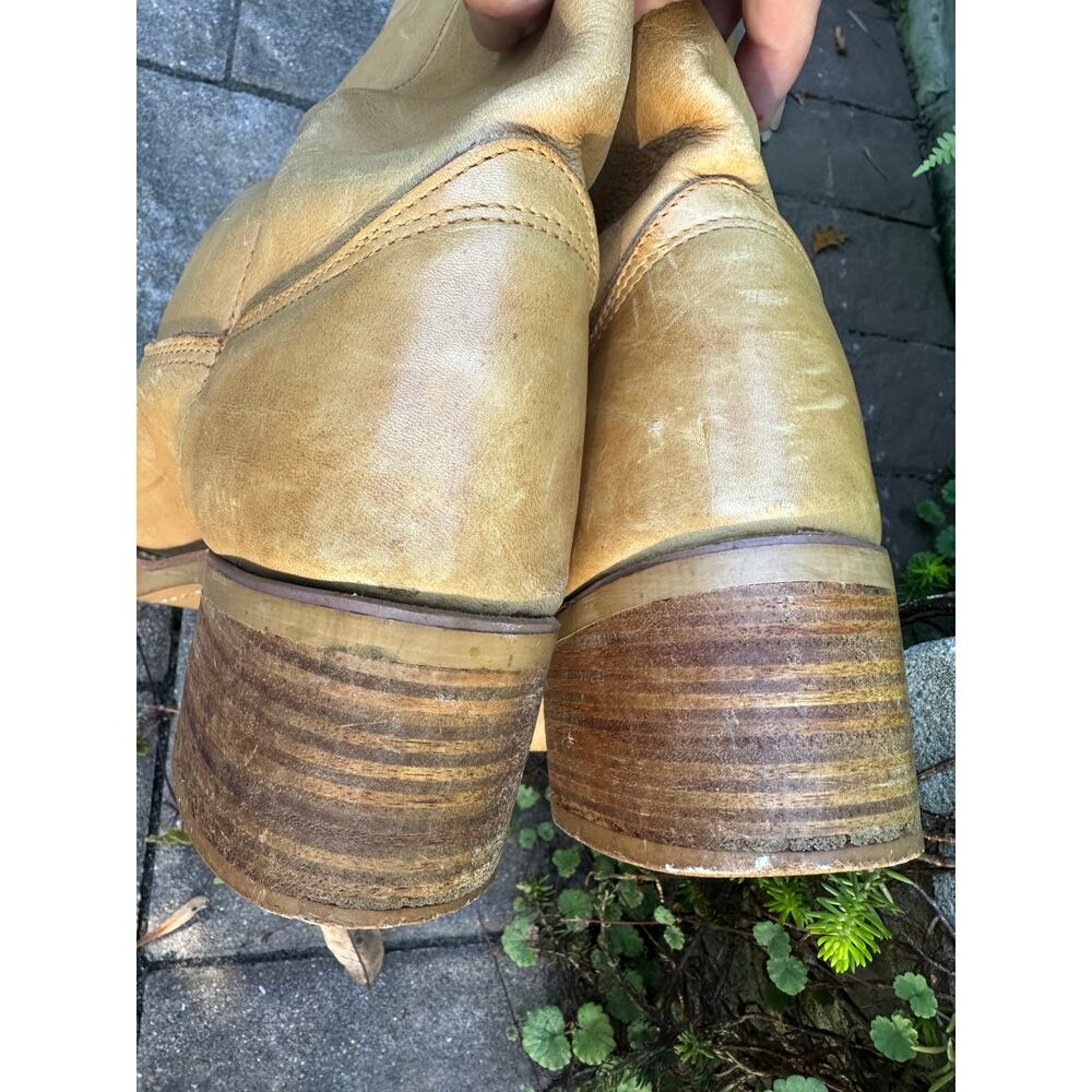 Vintage Early Cats Paw Heels Campus Pull On Boots Sz 10,10,5 Leather Korea - Picture 6 of 16